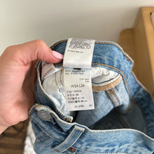 Load image into Gallery viewer, Levi&#39;s 501 Distressed High Rise Button-Fly Denim Straight Jeans Blue 24
