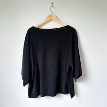 Load image into Gallery viewer, Lafayette 148 New York Ribbed Round Neck 3/4 Sleeve Pullover Sweater Black L
