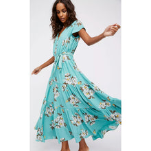 Load image into Gallery viewer, Free People All I Got Floral Printed Tiered Silhouette Maxi Dress Turquoise 4
