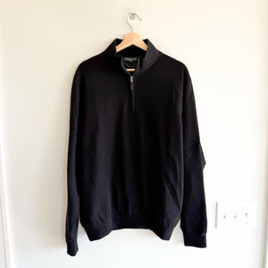 Fairway & Green Baruffa Merino Long Sleeve 1/4 Zip Windsweater Black XL