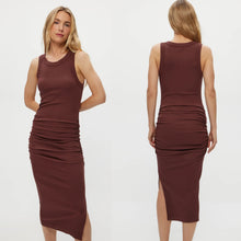 Load image into Gallery viewer, Michael Stars Wren Ribbed Midi Dress Espresso Brown M
