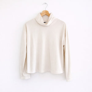Sanctuary Kyla Mock Neck Fleece Pullover Sweater Ivory S