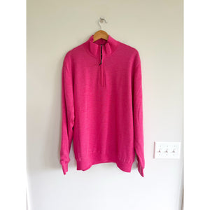 Fairway & Greene Baruffa Merino 1/4 Zip Long Sleeve Windsweater Pink XL