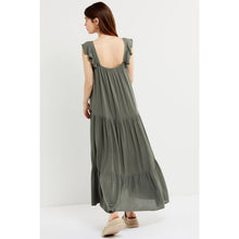 Load image into Gallery viewer, BB Dakota Tiered Ruffled Sleeveless Scoop Neck Maxi Maternity Dress Green L
