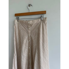 Load image into Gallery viewer, Max Studio Stripe Button Front Elastic Waist A-Line Midi Skirt Beige White M
