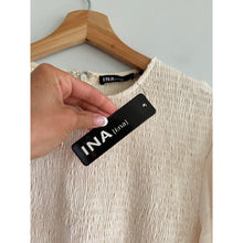 Load image into Gallery viewer, INA Floral Pattern Long Sleeve Smocked Tiered Maxi Dress Cream M NWT
