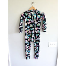 Load image into Gallery viewer, Deux Par Deux Smiley Face Girl Print Long Sleeve Thermal One Piece Black 7 NWT
