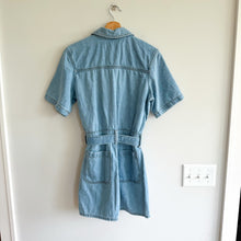 Load image into Gallery viewer, Universal Thread Button Front Denim Short Sleeve Romper Blue 6
