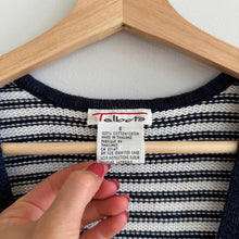Load image into Gallery viewer, Talbots Knit Striped Button Front Cotton Sweater Vest Blue White S
