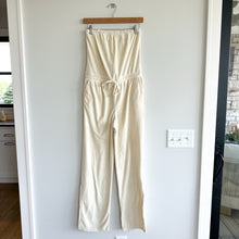 Load image into Gallery viewer, Beyond Yoga Tropez Strapless Leg Slit Hem High Rise Jumpsuit Pristine Cream XS
