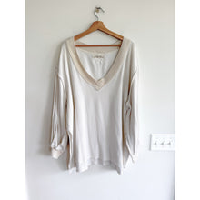 Load image into Gallery viewer, We The Free Ricky Thermal V-Neck Ribbed Knit Long Sleeve T-Shirt White M
