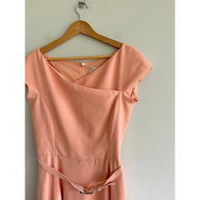 Load image into Gallery viewer, Gal Meets Glam Sally Belted Crepe Fit &amp; Flare Mini Dress Coral Pink 8 NWT
