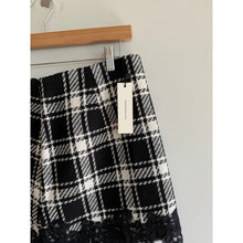 Load image into Gallery viewer, Commense Double-Breasted Metal Button Plaid Tweed Blazer Skirt Set Black M NWT
