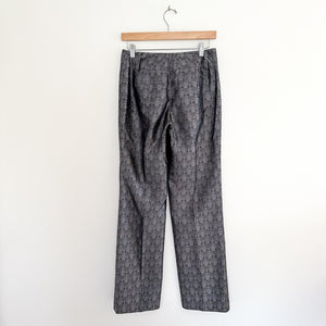 Ann Taylor Margo Silk Printed Trousers Black Silver 0
