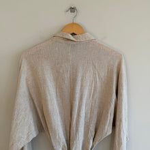 Load image into Gallery viewer, Banana Republic Linen Blend Button Up Utility Long Sleeve Shirt Dress Cream S
