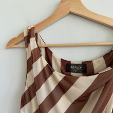 Load image into Gallery viewer, Anthropologie 4SI3NNA Sleeveless Mesh Twist Striped Off Shoulder Top Brown S
