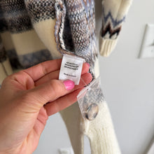 Load image into Gallery viewer, Evereve Fair Isle  Knit Open-Front Mid-Length Cardigan Cream Blue S
