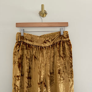 Anthropologie Maeve Anastacia Velvet Pull On High Rise Wide Leg Pants Gold XS