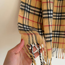Load image into Gallery viewer, Burberry Nova Checkered Pattern Fringe Rectangle Scarf Brown One Size
