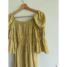 Load image into Gallery viewer, Roolee Roxanne Floral Pattern Square Neck Smocked Puff Sleeve Mini Dress S NWT
