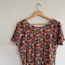 Load image into Gallery viewer, Sézane Robe Luce Floral Print Short Sleeve Maxi T-Shirt Dress Red Blue L NWT
