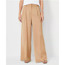 Load image into Gallery viewer, Ann Taylor The Pleated Wide Leg Pant in Satin Beige
