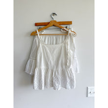 Load image into Gallery viewer, Madewell Rosalie Tie Strap Top Embroidered Smock Waist Mini Skirt Set White M
