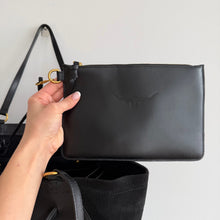 Load image into Gallery viewer, R.M Williams Signature Leather Suede Double Strap Tote Bag Black
