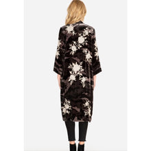 Load image into Gallery viewer, NWT Johnny Was Santal Velvet Embroidered Floral Print Kimono Coat Black M
