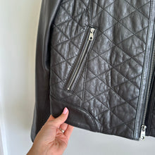 Load image into Gallery viewer, Cole Haan Genuine Lamb Skin Leather Zip Up Quilted Jacket Black L

