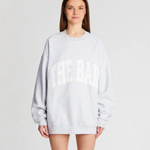 Load image into Gallery viewer, The Bar Varsity Logo Fiancé Crewneck Casual Pullover Sweatshirt Gray White XL
