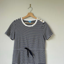 Load image into Gallery viewer, Draper James Tie Waist T-Shirt Dress in Nautical Stripe Navy White S
