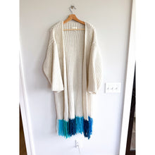 Load image into Gallery viewer, Anthropologie Multicolor Fringe Duster Kimono Cardigan Ivory Blue One Size
