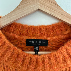 Rag & Bone Merino Wool Knit Crew Neck Pullover Sweater Orange XXS