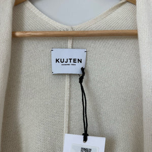 Kujten Cape Liv 2-Threads Cashmere Fringed Open Front Cape Sweater Beige OS NWT