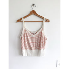 Load image into Gallery viewer, Project Social T Striped Pattern V-Neck Cropped Tank Top Cream Orange M NWT

