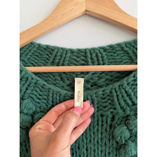 Load image into Gallery viewer, Wishlist Pom Pom Heart Oversized Chunky Knit Pullover Sweater Green S
