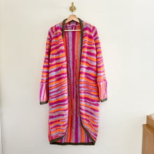 Load image into Gallery viewer, NWT Free People Pink Tiger Knit Open Front Duster Cardigan Pink/Orange XS
