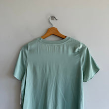 Load image into Gallery viewer, Nordstrom Satin Crew Neck Short Sleeve Pocket T-Shirt Green Fondant XXS NWT
