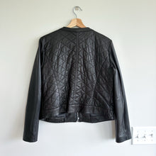 Load image into Gallery viewer, Cole Haan Genuine Lamb Skin Leather Zip Up Quilted Jacket Black L
