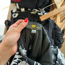 Load image into Gallery viewer, Lotus Threads Short Sleeve Floral Embroidered Gown Black/White 16 NWT
