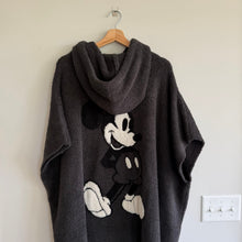 Load image into Gallery viewer, Disney Mickey Mouse x Barefoot Dreams CozyChic Hooded Poncho Gray One Size NWT
