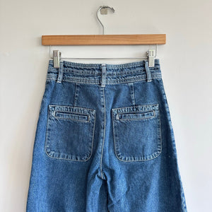 Free People Colette Crop Button-Fly Denim High Rise Jeans Blue 25