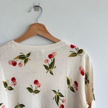 Load image into Gallery viewer, Joie Varden Cashmere Cherry Pattern Crew Neck Pullover Sweater Porcelain M NWT
