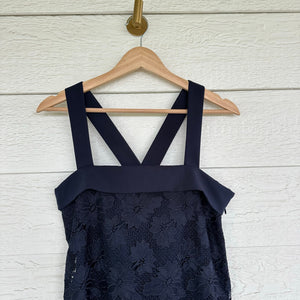 Banana Republic Bow Back Lace Sleeveless Shift Mini Dress Blue 4 NWT
