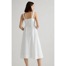 Load image into Gallery viewer, Quince Linen Corset Square Neck Sleeveless Midi Dress White M
