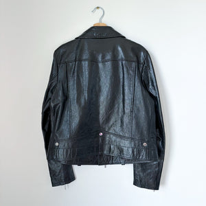 Elie Tahari Jacalyn Patent Leather Moto Jacket Black L