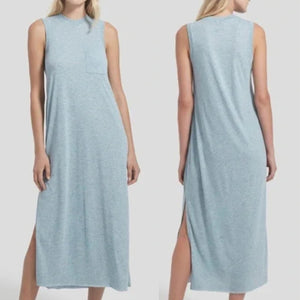ATM Anthony Thomas Melillo Slub Jersey Sleeveless Maxi Dress Blue L NWT