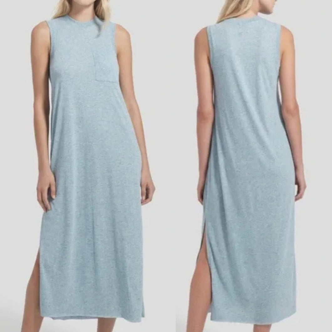 ATM Anthony Thomas Melillo Slub Jersey Sleeveless Maxi Dress Blue L NWT
