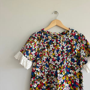 Ann Taylor Floral Eyelet Cuff Shift Dress S